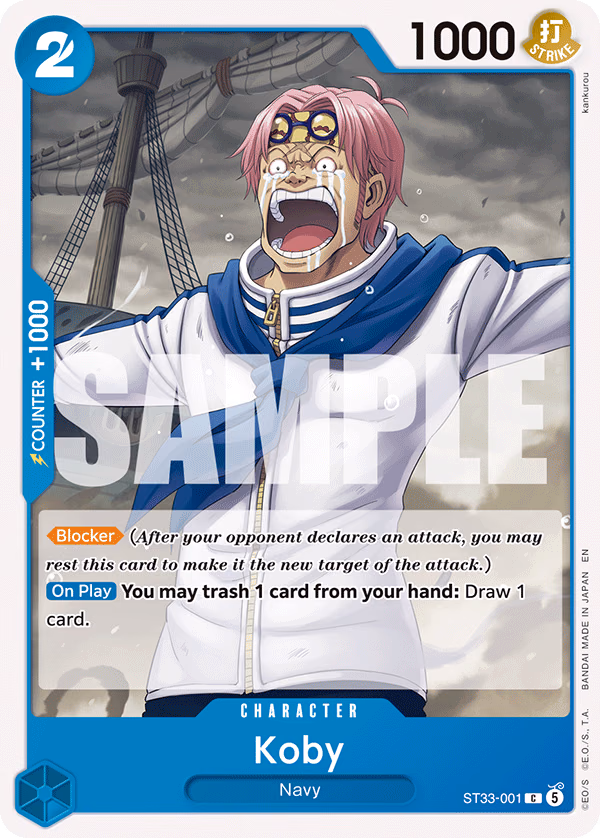 Koby One Piece card (ST33-001, Starter Deck 33: BLUE Kuzan)