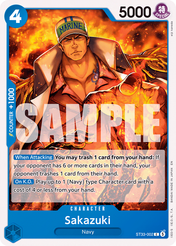 Sakazuki One Piece card (ST33-002, Starter Deck 33: BLUE Kuzan)