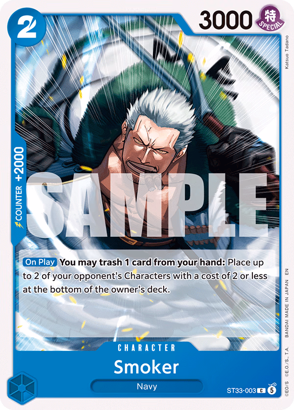 Smoker One Piece card (ST33-003, Starter Deck 33: BLUE Kuzan)