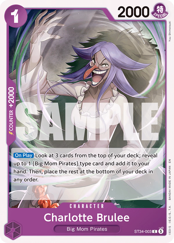 Charlotte Brulee One Piece card (ST34-003, Starter Deck 34: PURPLE Charlotte Katakuri)