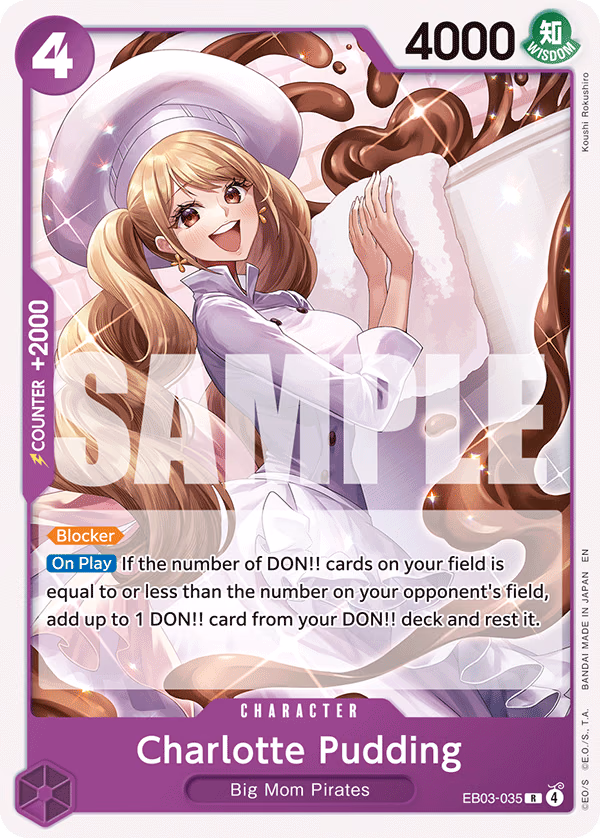 Charlotte Pudding (Reprint) One Piece card (EB03-035, Starter Deck 34: PURPLE Charlotte Katakuri)