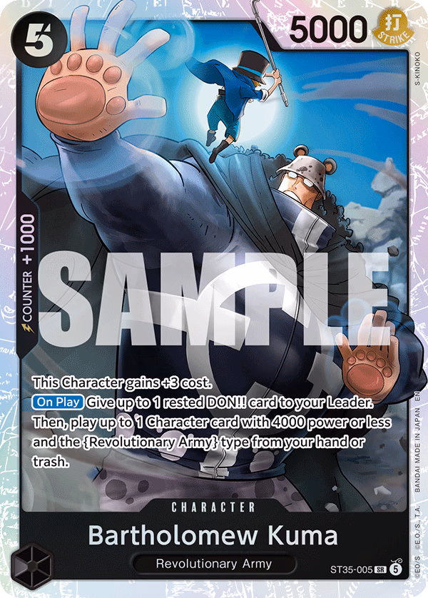 Bartholomew Kuma One Piece card (ST35-005, Starter Deck 35: RED/BLACK Sabo)