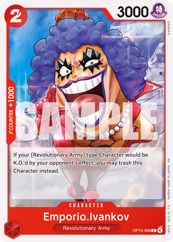 Emporio.Ivankov (Reprint) One Piece card (OP13-008, Starter Deck 35: RED/BLACK Sabo)