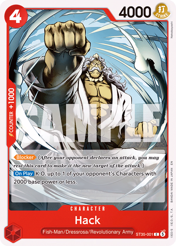 Hack One Piece card (ST35-001, Starter Deck 35: RED/BLACK Sabo)
