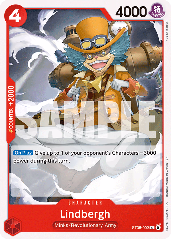 Lindbergh One Piece card (ST35-002, Starter Deck 35: RED/BLACK Sabo)