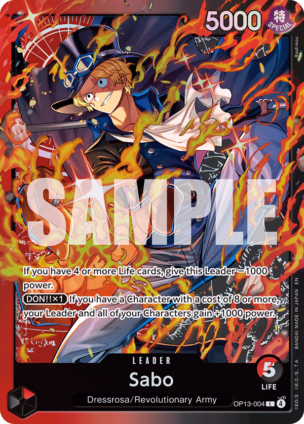 Sabo (Alt Art) One Piece card (OP13-004, Starter Deck 35: RED/BLACK Sabo)