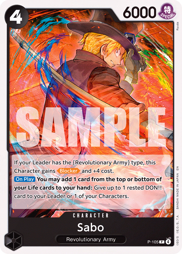 Sabo (Reprint) One Piece card (P-105, Starter Deck 35: RED/BLACK Sabo)
