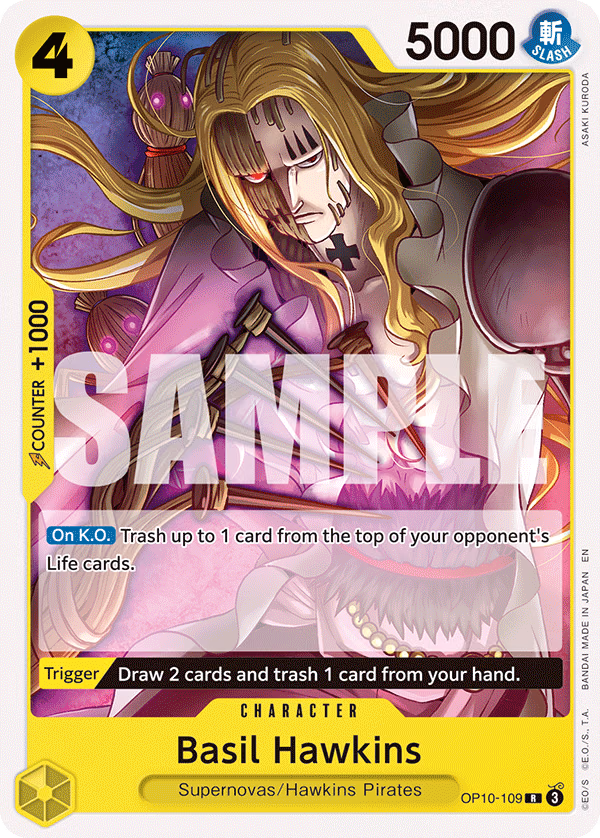 Basil Hawkins (Reprint) One Piece card (OP10-109, Starter Deck 36: YELLOW Eustass"Captain"Kid)