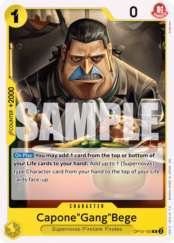 Capone"Gang"Bege (Reprint) One Piece card (OP10-103, Starter Deck 36: YELLOW Eustass"Captain"Kid)