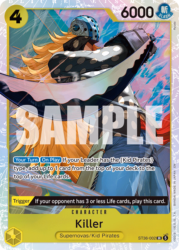 Killer One Piece card (ST36-002, Starter Deck 36: YELLOW Eustass"Captain"Kid)