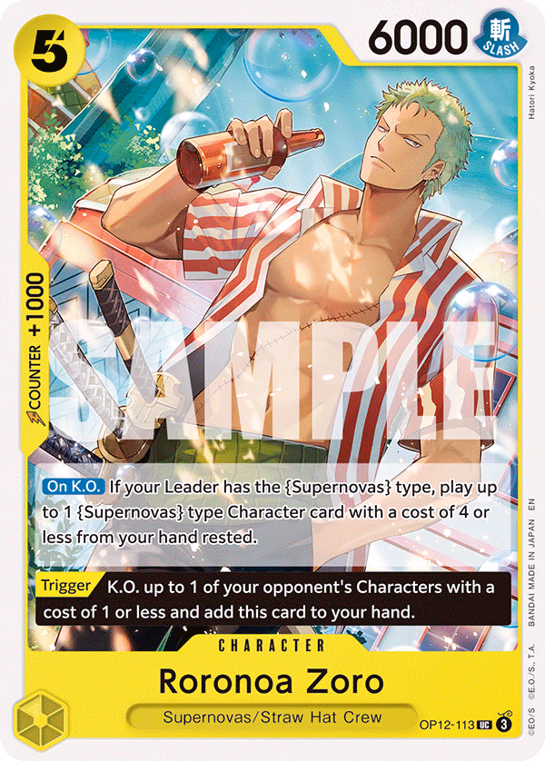 Roronoa Zoro (Reprint) One Piece card (OP12-113, Starter Deck 36: YELLOW Eustass"Captain"Kid)