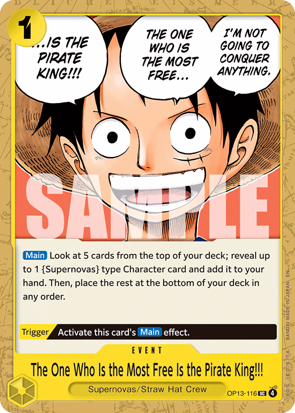 The One Who Is the Most Free Is the Pirate King!!! (Reprint) One Piece card (OP13-116, Starter Deck 36: YELLOW Eustass"Captain"Kid)