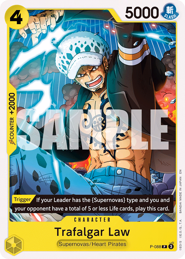 Trafalgar Law (Reprint) One Piece card (P-088, Starter Deck 36: YELLOW Eustass"Captain"Kid)