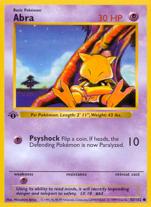 Abra (1st Edition) Pokemon card (43/102, Base)