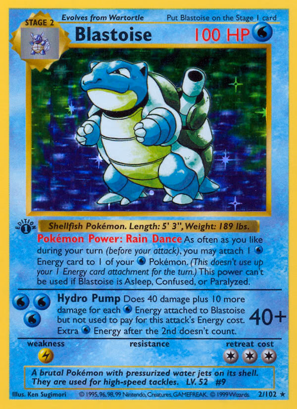 Blastoise Pokemon card (2/102, Base)