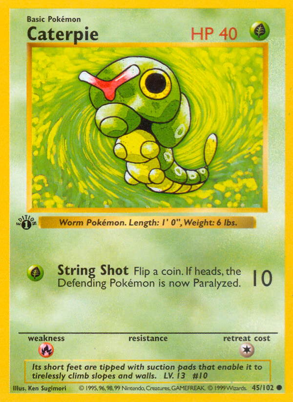 Caterpie (1st Edition) Pokemon card (45/102, Base)