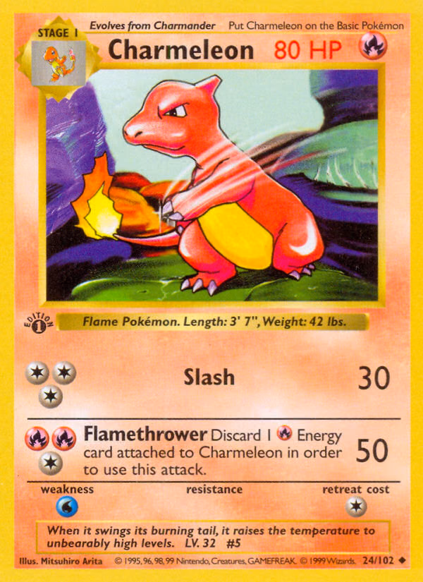 Charmeleon (1st Edition) Pokemon card (24/102, Base)