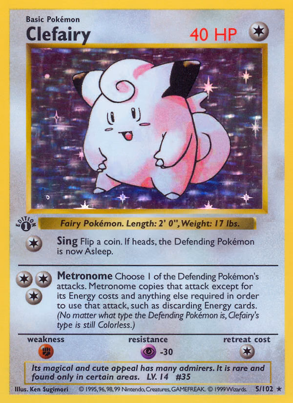 Clefairy (Shadowless) Pokemon card (5/102, Base)
