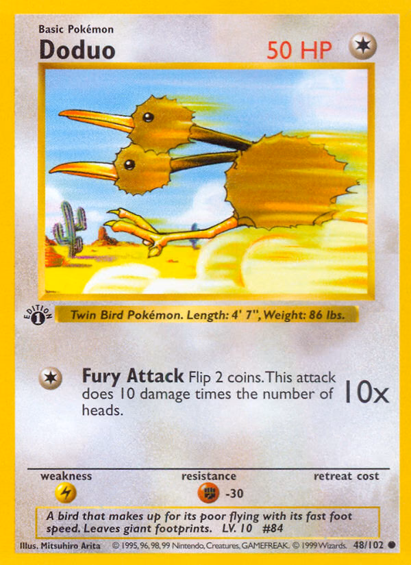 Doduo (1st Edition) Pokemon card (48/102, Base)