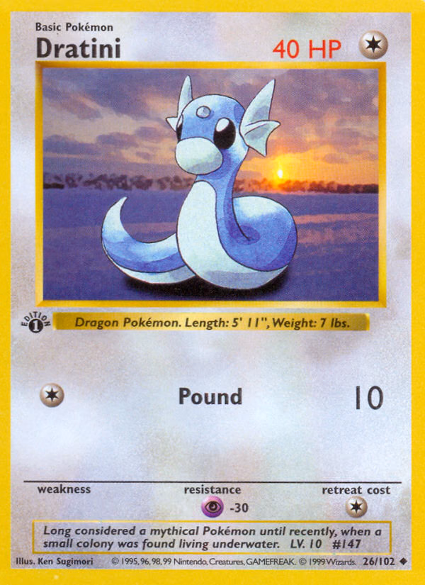 Dratini (Shadowless) Pokemon card (26/102, Base)