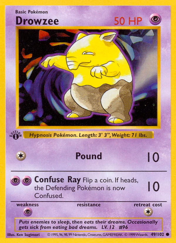 Drowzee (Shadowless) Pokemon card (49/102, Base)