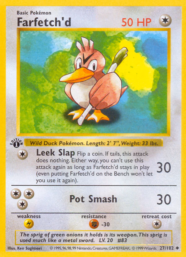 Farfetch'd Pokemon card (27/102, Base)