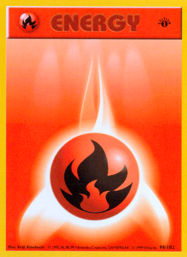 Fire Energy (Shadowless) Pokemon card (98/102, Base)