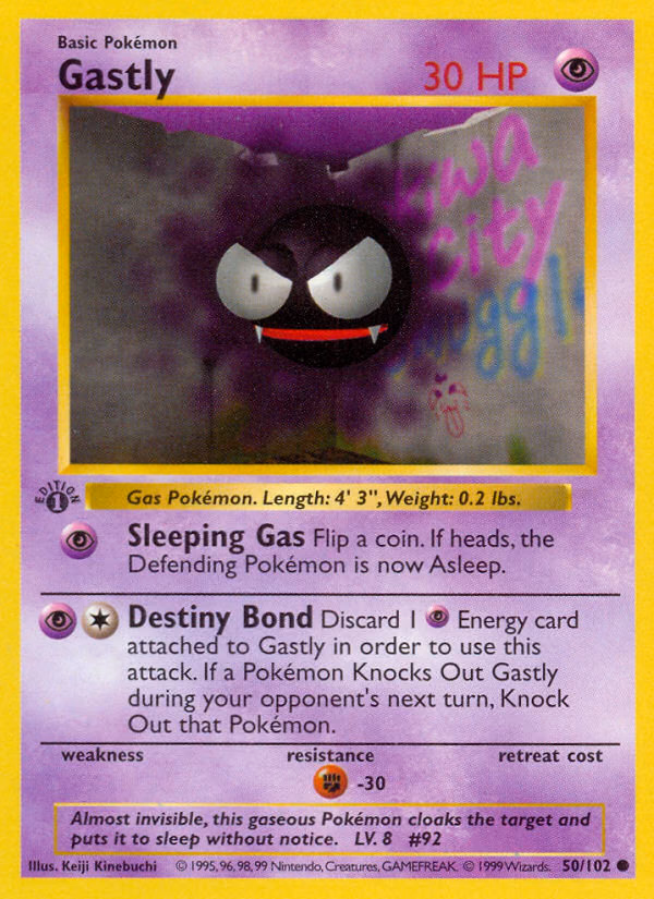 Gastly (1st Edition) Pokemon card (50/102, Base)