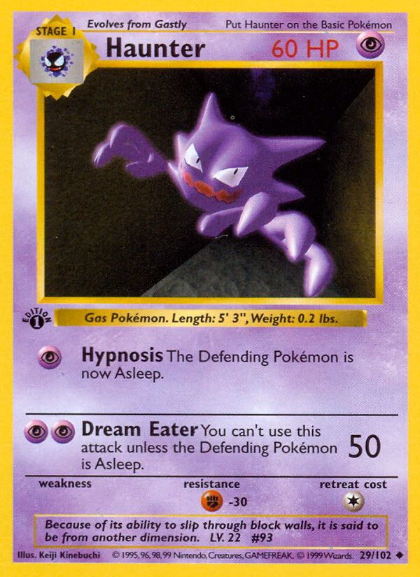 Haunter Pokemon card (29/102, Base)