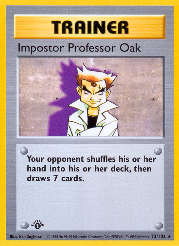 Impostor Professor Oak (Shadowless) Pokemon card (73/102, Base)
