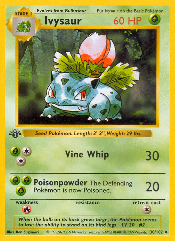 Ivysaur (1st Edition) Pokemon card (30/102, Base)