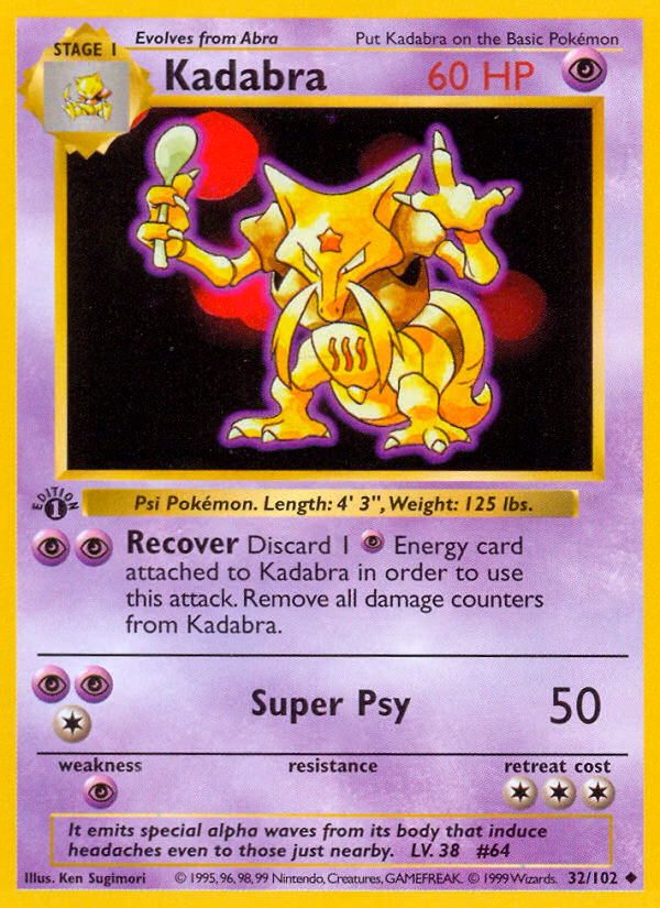 Kadabra (1st Edition) Pokemon card (32/102, Base)