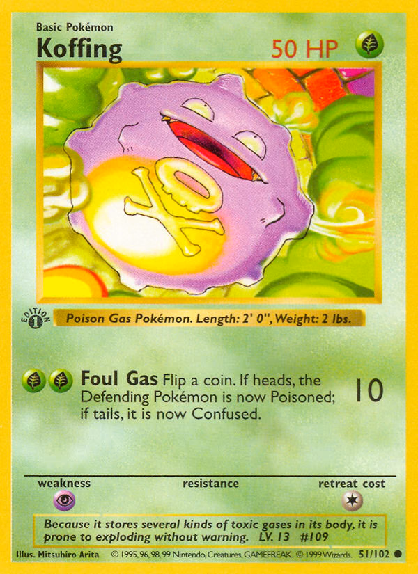 Koffing (Shadowless) Pokemon card (51/102, Base)