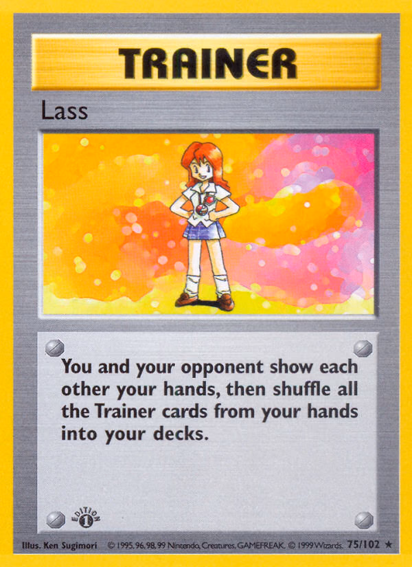 Lass (Shadowless) Pokemon card (75/102, Base)