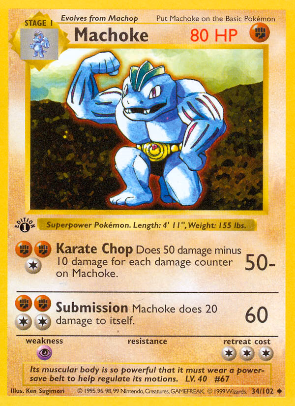 Machoke Pokemon card (34/102, Base)