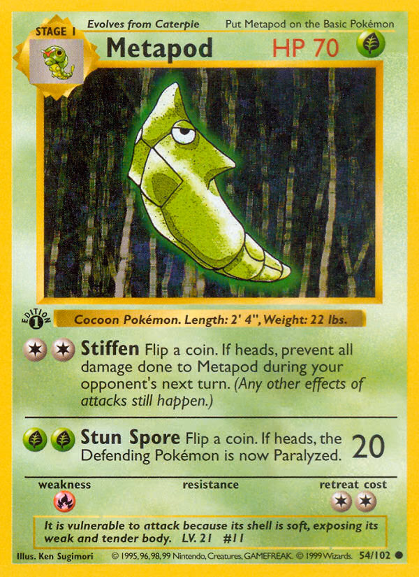 Metapod (1st Edition) Pokemon card (54/102, Base)
