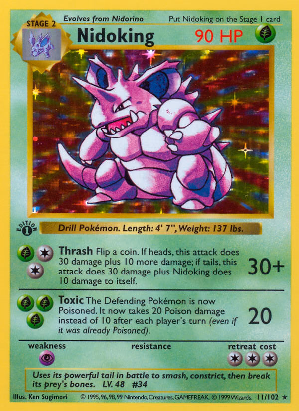 Nidoking (1st Edition) Pokemon card (11/102, Base)