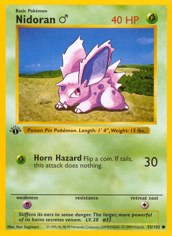 Nidoran ♂ Pokemon card (55/102, Base)