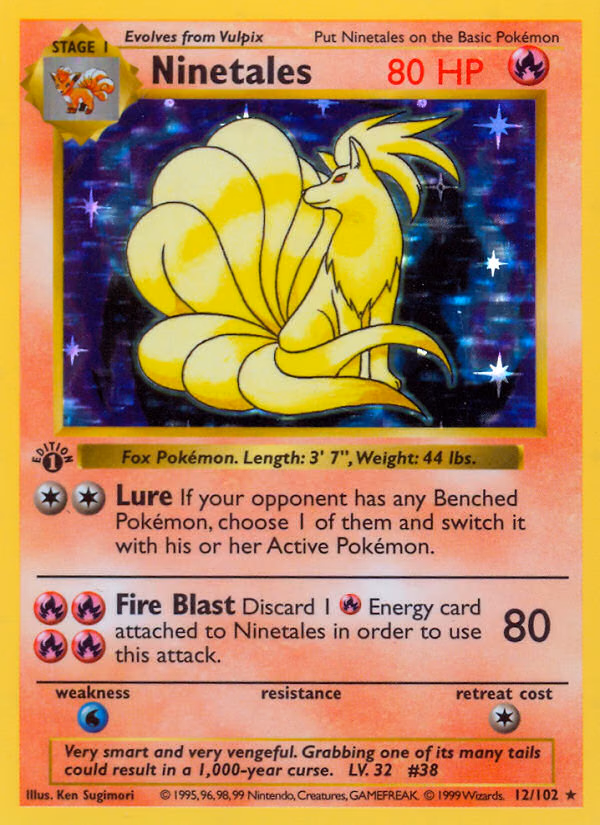 Ninetales (1st Edition) Pokemon card (12/102, Base)