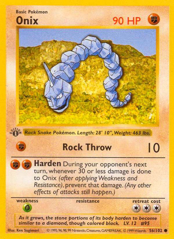 Onix (Shadowless) Pokemon card (56/102, Base)