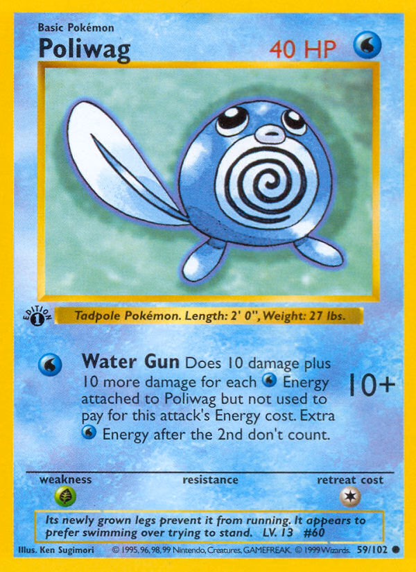 Poliwag (1st Edition) Pokemon card (59/102, Base)