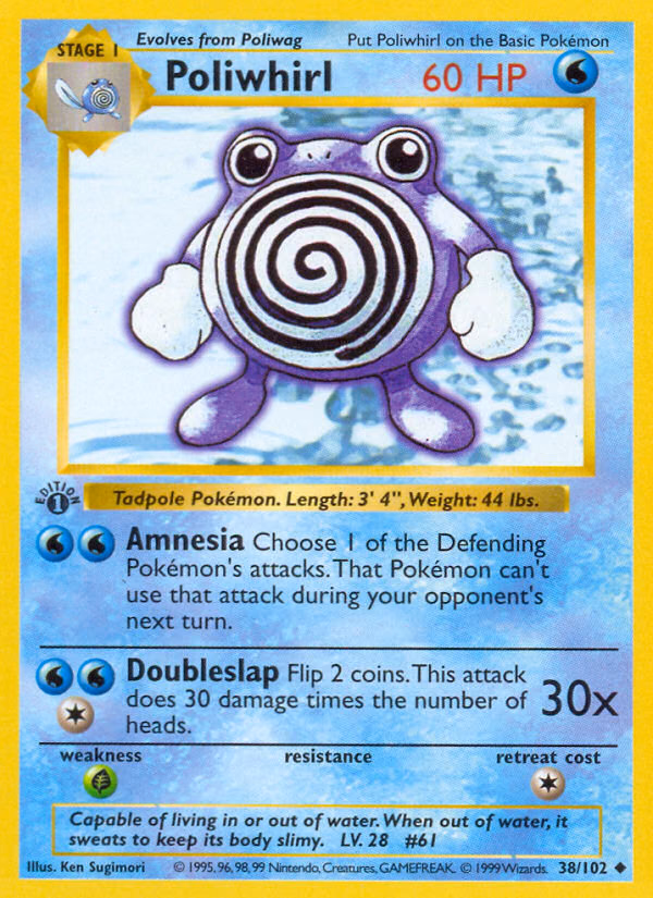 Poliwhirl (1st Edition) Pokemon card (38/102, Base)
