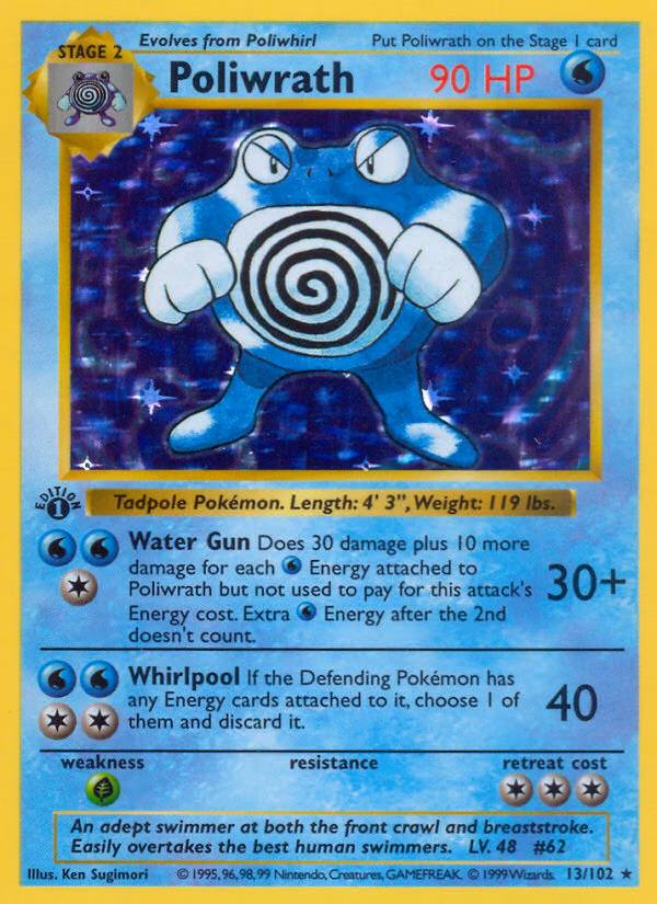 Poliwrath Pokemon card (13/102, Base)