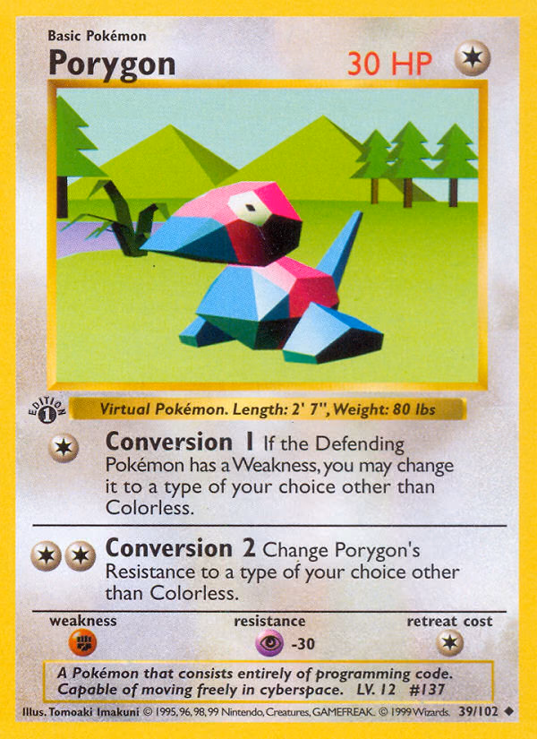 Porygon Pokemon card (39/102, Base)