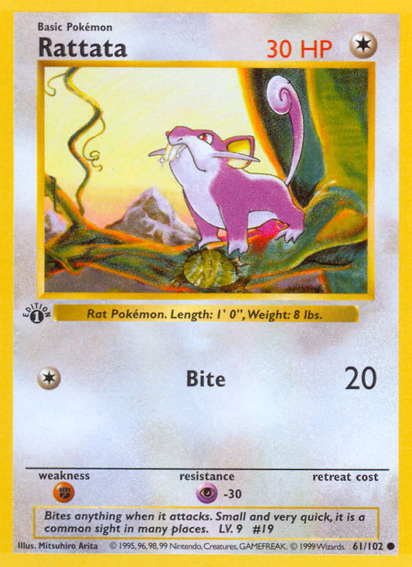 Rattata (1st Edition) Pokemon card (61/102, Base)