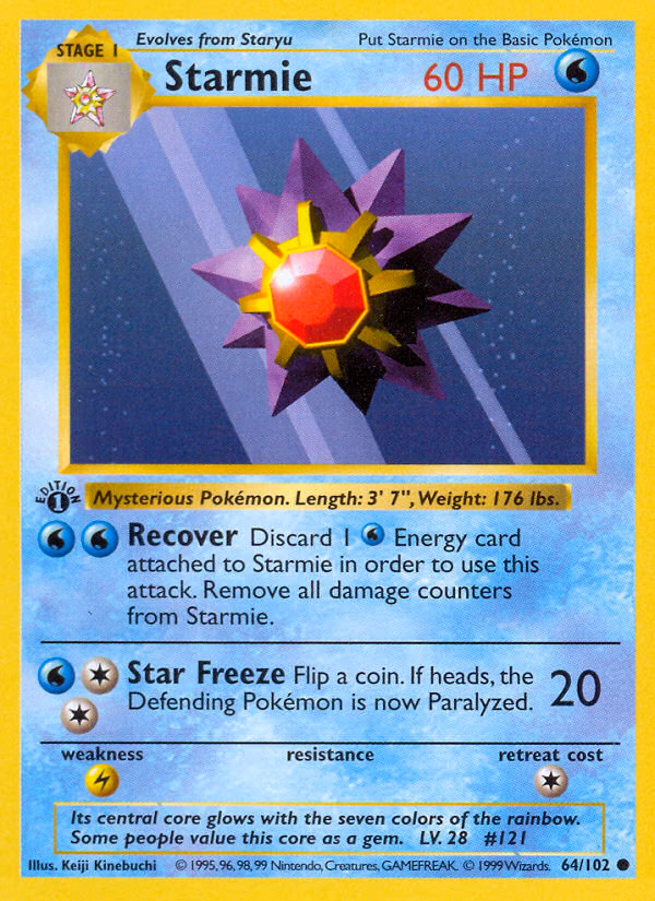 Starmie Pokemon card (64/102, Base)