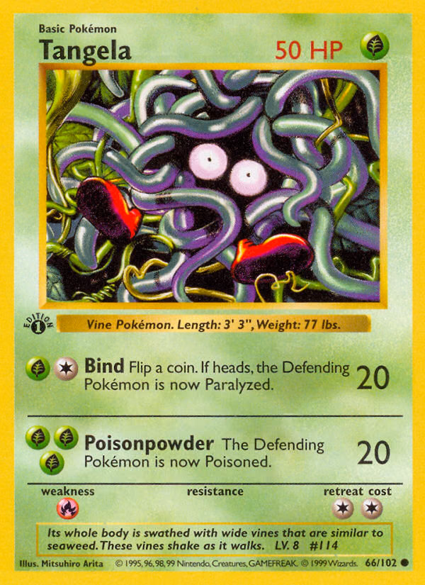 Tangela Pokemon card (66/102, Base)