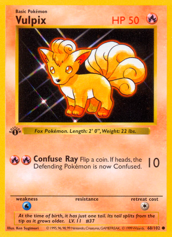 Vulpix (Shadowless) Pokemon card (68/102, Base)