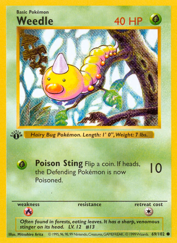 Weedle (Shadowless) Pokemon card (69/102, Base)
