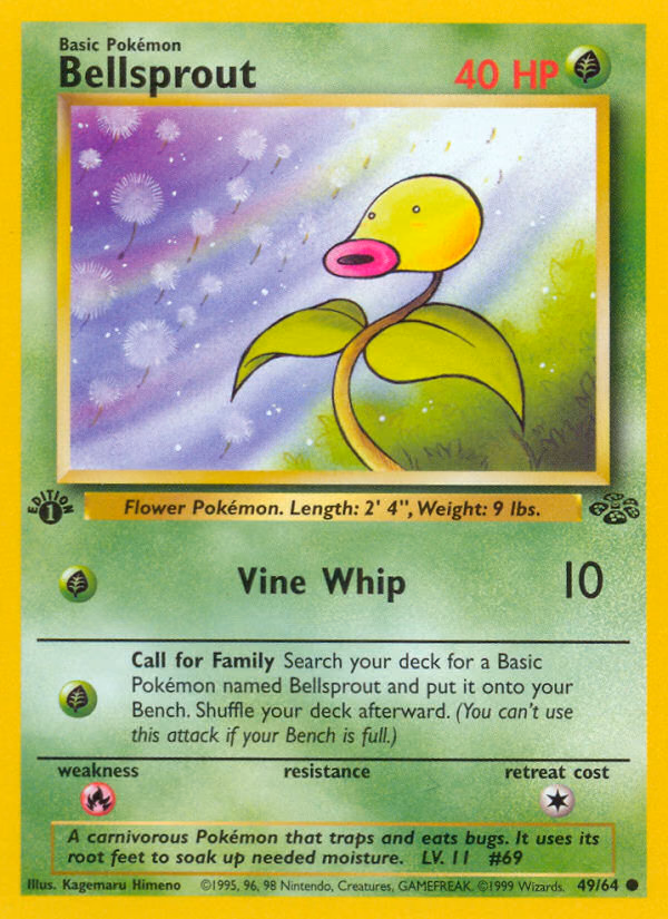 Bellsprout (1st Edition) Pokemon card (49/64, Jungle)